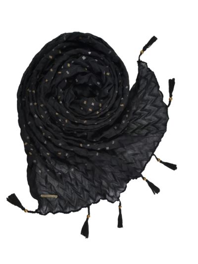 Crushed Rubber Print With Tassels
