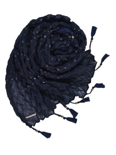 Crushed Rubber Print With Tassels