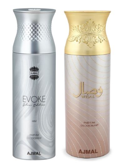 Ajmal Evoke & Wisal Deodorant Spray - For Men & Women (Pack of 2)