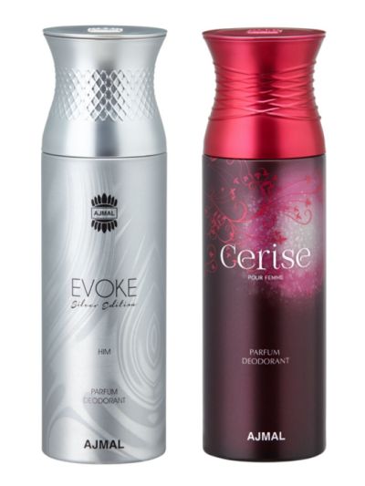 Ajmal Evoke Silver Him & Cerise Deodorants for Men & Women (pack of 2)