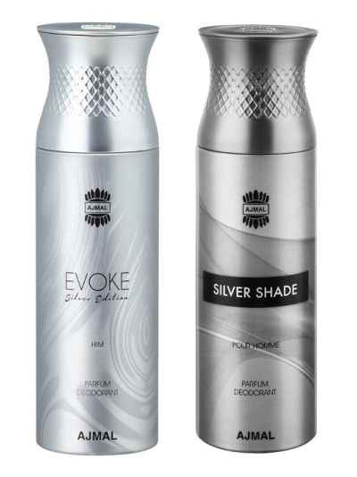 Ajmal Evoke Silver Him & Silver Shade Deodorants for Men (pack of 2)