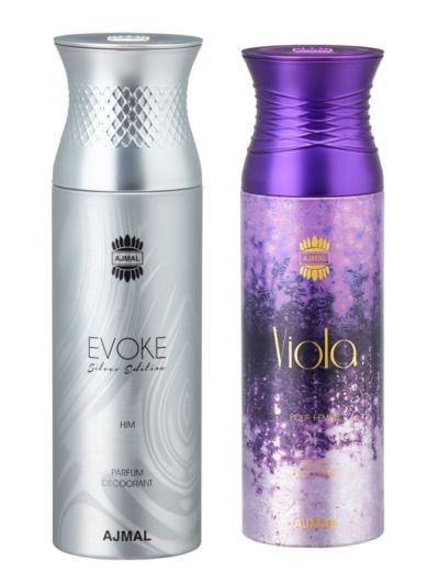 Ajmal Evoke Silver Him & Viola Deodorants for Men & Women (pack of 2)