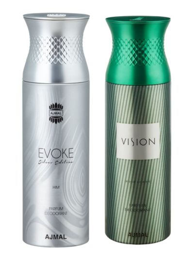 Ajmal Evoke Silver Him & Vision Deodorants for Men pack of 2