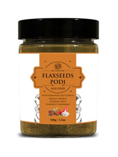 AL MASNOON Flaxseed Podi With Himalayn Salt And Spices/ 100% Natural Alsi Podi/ 100g