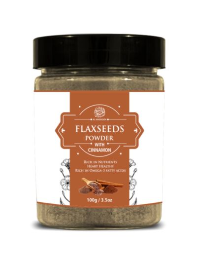 AL MASNOON Flaxseed Powder With Cinnamon/ 100% Natural Alsi Powder/ Rich In Nutrients, Healthy Heart & Rich In Omega-3 Fatty Acids/ 100g