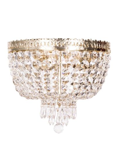 Metropolitan Crystal Golden 3 Light Flush Ceiling Light
