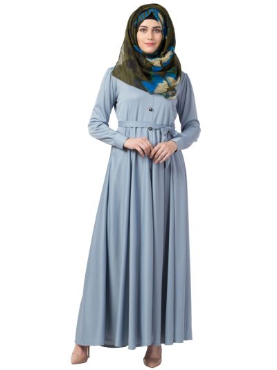 Sea Blue Front Open Abaya