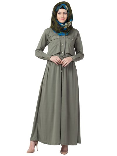 Designer Olive Green Abaya