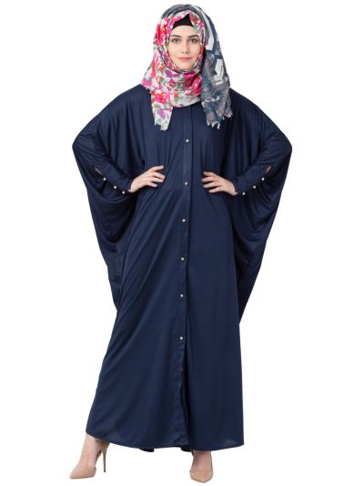 Front Open Blue Kaftan Abaya 