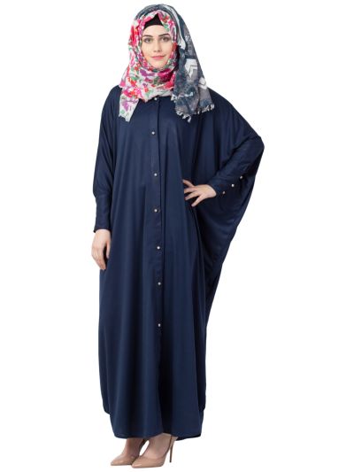Front Open Blue Kaftan Abaya 