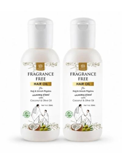 AL MASNOON Fragrance Free Hair Oil for Hajj & Umrah, 50ml Pack of 2