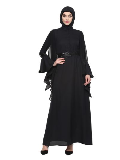 Black Sequined Abaya