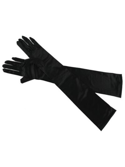Jet Black Cotton Gloves For Women