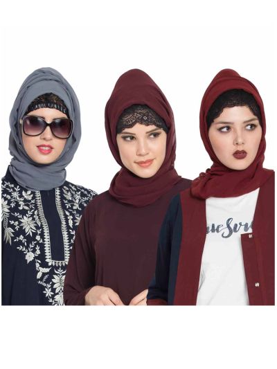 Combo Super Fine Georgette Hijab (Set of 3)