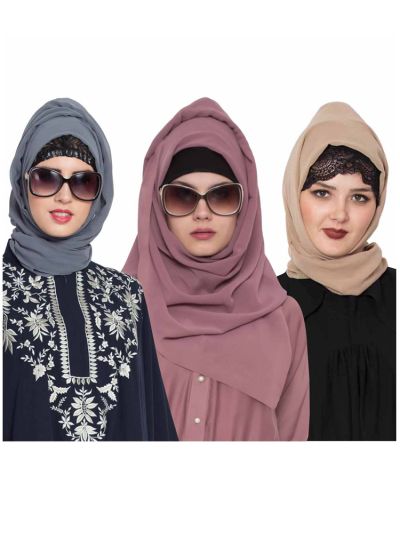 Combo Super Fine Georgette Hijab (Set of 3)