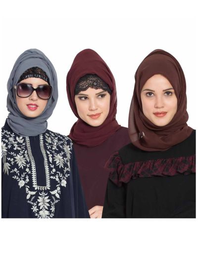 Combo Super Fine Georgette Hijab (Set of 3)
