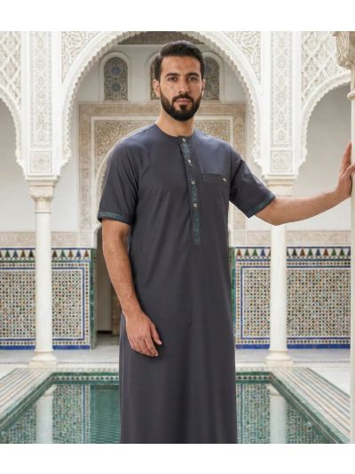 Al Noor Half Sleeves Grey Thobe
