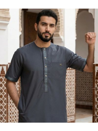 Al Noor Half Sleeves Grey Thobe
