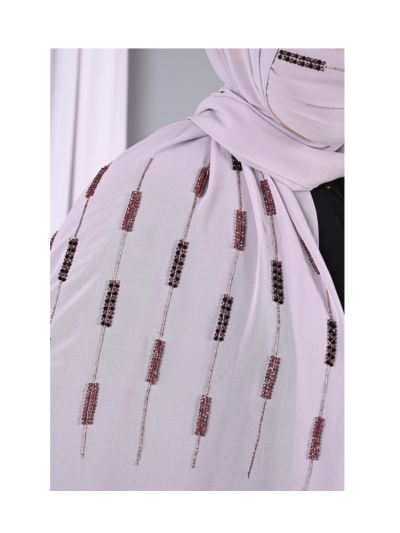 Aniq Lavender Handwork Hijabs With Matching Mask