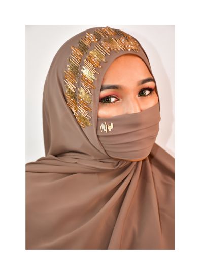 Saima Dust Handwork Hijab With Matching Mask