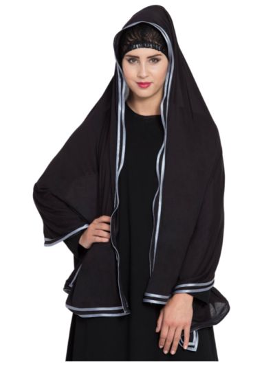 Stole Hijab With Double Satin Tape Border