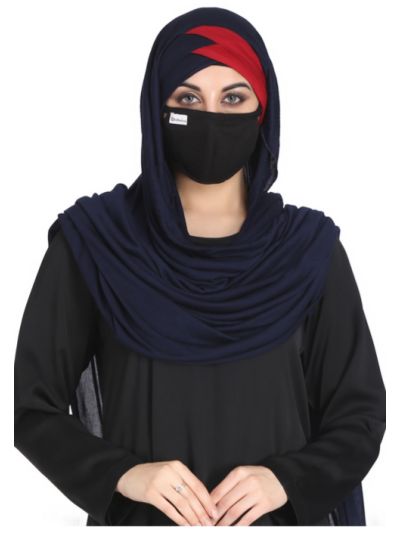 Khimar-Ready To Wear Turban Style Hijab With A Complementary Mask & Under Scarf Cap (3 Pcs Set)
