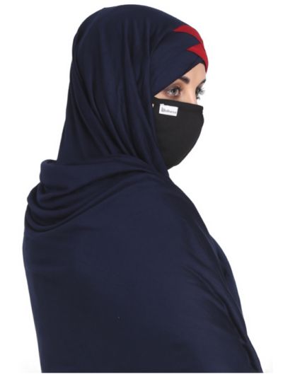 Khimar-Ready To Wear Turban Style Hijab With A Complementary Mask & Under Scarf Cap (3 Pcs Set)