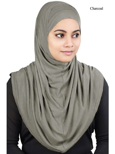 Two Piece Al-Amira Jersey Hijab (Charcoal)