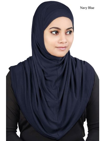 Two Piece Al-Amira Jersey Hijab (Navy Blue)
