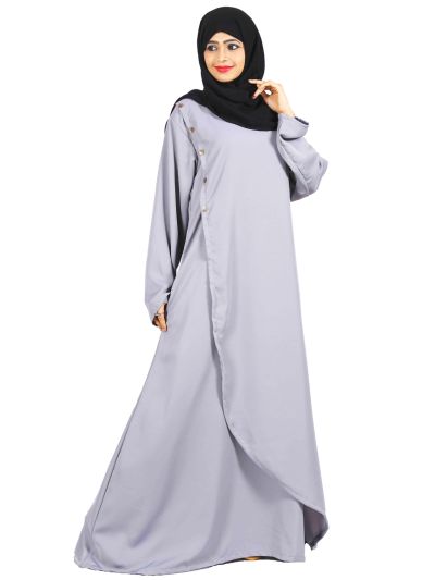 Overlapped Abaya With Side Buttons