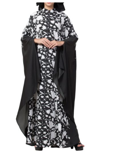 Black & White Printed Irani Kaftan 