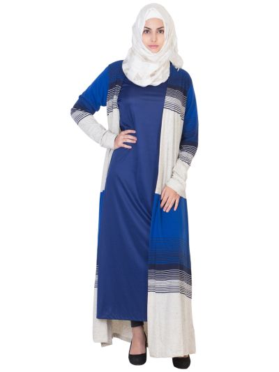 Stripted Blue Kimono Abaya