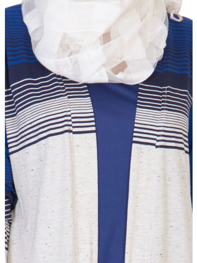 Stripted Blue Kimono Abaya