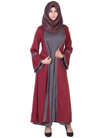 Classic Maroon Kimono Abaya