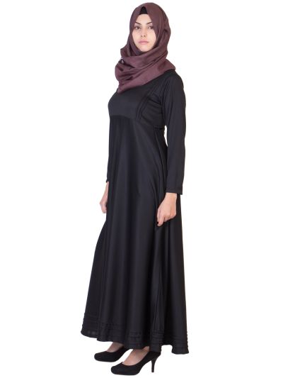Black Color Full Flair Abaya