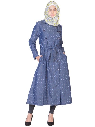 Printed Denim Monto Coat