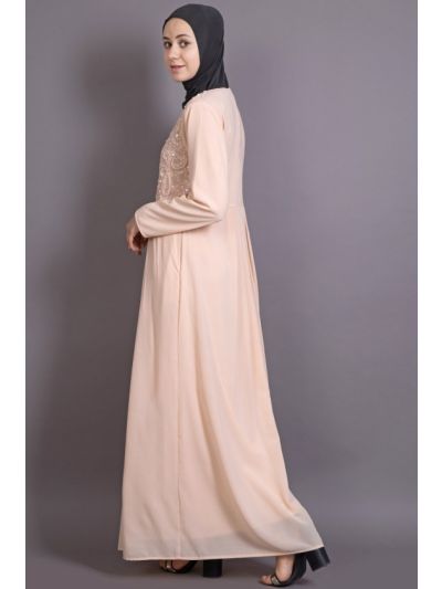 Peach Embellished Burqown Abaya