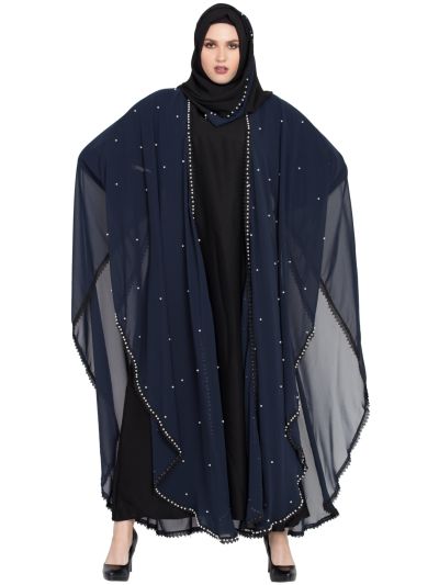 Navy Blue & Black New Fashion Dubai Abaya