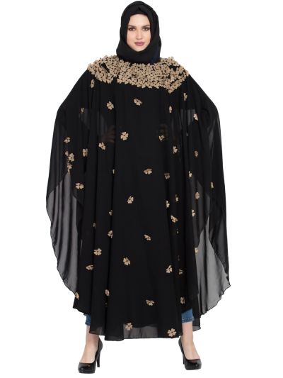 Black Double Layer Butterfly Abaya
