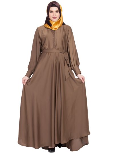 Golden Nida Large FLared Girlish Design Abaya