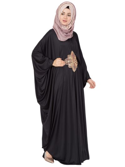 Black Kaftaan With Golden Embroidery