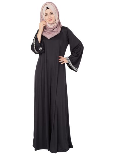 A-Line Black Simple Abaya