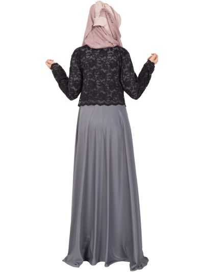 Full Flair Black Lace Abaya