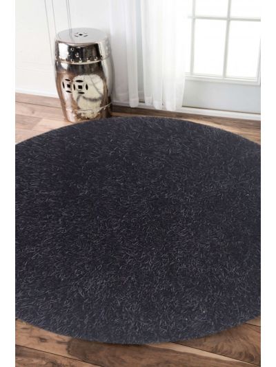 Stick Black Shaggy 5.3ft Round Carpet