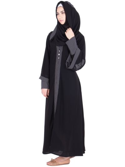 Black Placket Designer Abaya