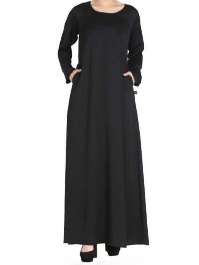 Simple Black Inner Abaya In Nida Fabric