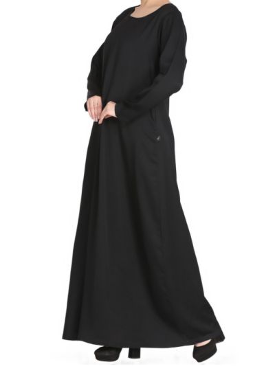 Simple Black Inner Abaya In Nida Fabric