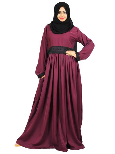 Frock Style Abaya With Lace Detailing