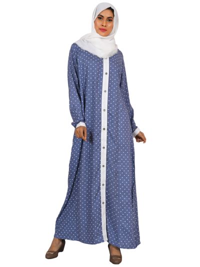 Polka Dots Abaya with Side Detailing