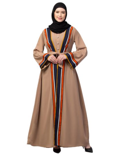 Double Layer Abaya Dress with Attached Shrug